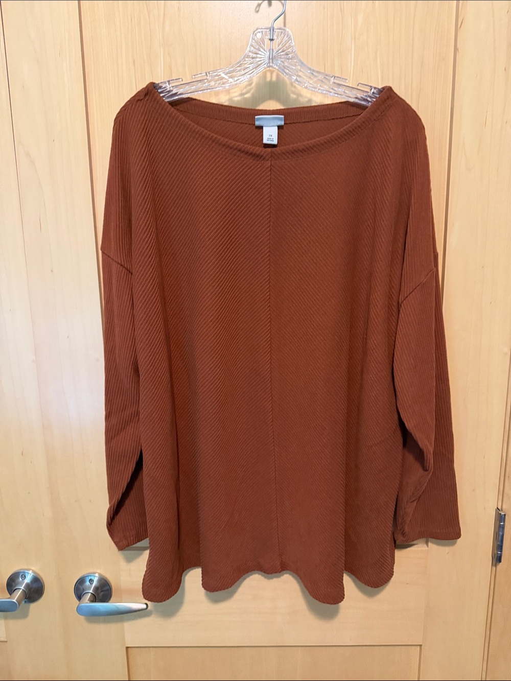 Ava & Viv Ribbed Long Sleeve Top - Rust